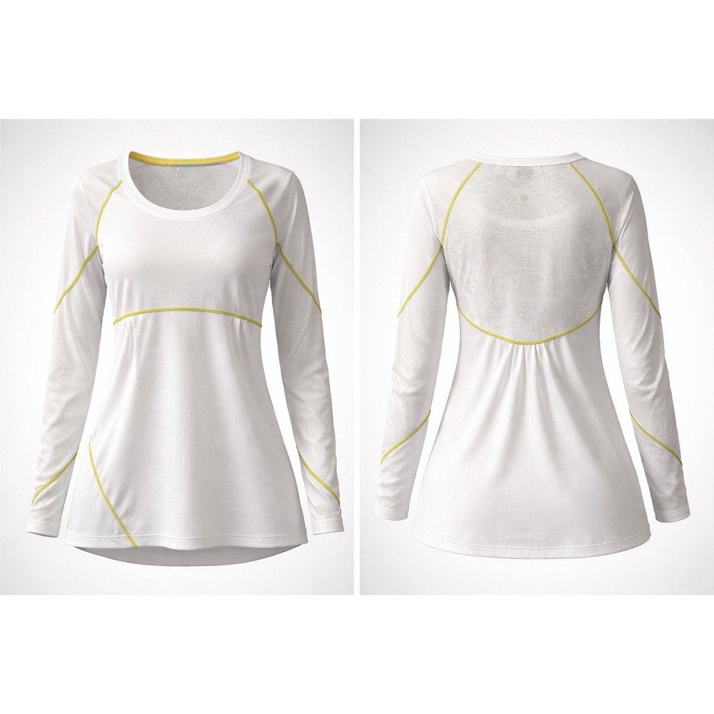 Athleta White Neon Yellow Mesh Back Long Sleeve‎ Performance Top XS 906191
